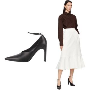 Jil Sander | SSENSE Exclusive Black Ankle Strap Leather Pumps - Size IT 40